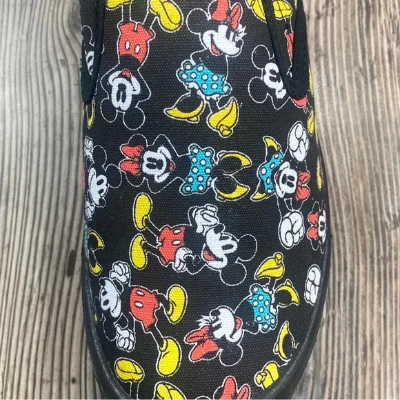 Disney Mickey and Minnie Mouse Women's Size 7 Black Canvas Slip On Sneakers - Picture 11 of 13